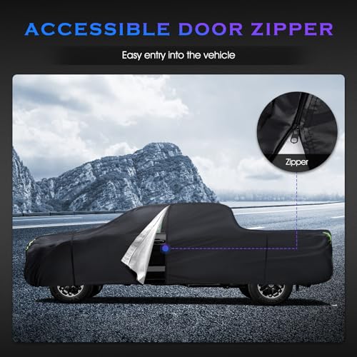 Image of Car Cover Custom Fit for Toyota Tundra 2007-2024,6 Layers Truck Cover Waterproof All Weather for Automobiles,Outdoor Full Exterior Cover Black,Up to 233.6 inch, 5.5 Bed Length