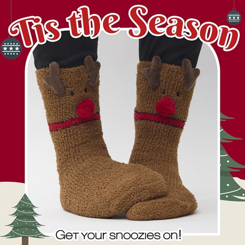 Image of Snoozies Fuzzy Funny Socks for Women, Christmas Sock 1 Pair, Cozy Winter Holiday