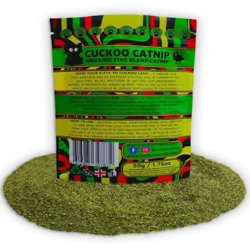 Cuckoo Catnip Katzenminze Extra Stark – 50 g Fein Gemahlene, Stängelfreie Katzenminze – Für Spielzeug, Kratzbaum & Katzenbett
