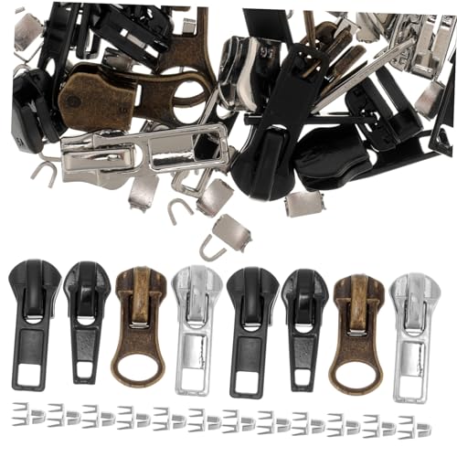 Beatifufu 1 Set Metal Zipper Slider Replacement Pulls for Jacket Bag Suitcase Repair Kit Lock Slider