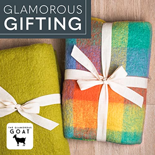 Mohair Wool Throw Blanket - 55% Mohair 34% Wool, Ultra Soft And Fluffy, Warm And Cosy Ethically-Sourced Mohair And Wool Throw. 71” X 51”. Hemp Carrier Bag Included (Otago Spring) #TOP6