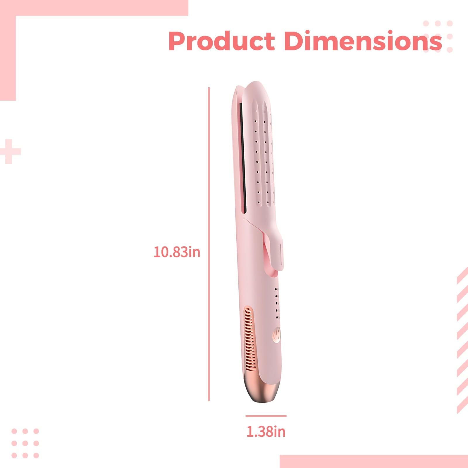 2 in 1 Glätteisen und Lockenstab mit Cool-Wind-Styling, Keramik-Haarstyler, einstellbarer Temperatur, 27,5 cm Länge, tragbarer Haarstyler, Rosa, für glattes Haar und Locken, kompakt für Reisen