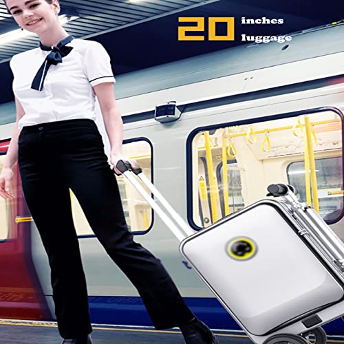 20-Inch Boarding Suitcase,Smart Following Suitcase,Rideable Trolley Suitcase, Charging Ports 21L Capacity Lock for Travel (Black)4