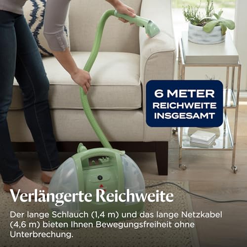BISSELL Little Green, Polsterreiniger Gerät, Teppichreiniger für Alltägliche Flecken & Verschmutzungen, Waschsauger, Nasssauger für Teppiche, Polster, Auto & Mehr, Leistungsstarker 340W Motor, 4098N