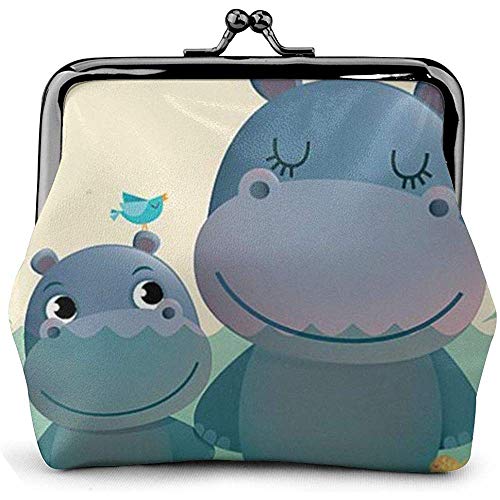 Preisvergleich Produktbild Kiss-Lock-Beutel Hippopotamus Familie Münzgeldbörse Kuss Schloss Wechselbeutel Vintage Verschluss Verschluss Schnalle Brieftasche Frauen Geschenk