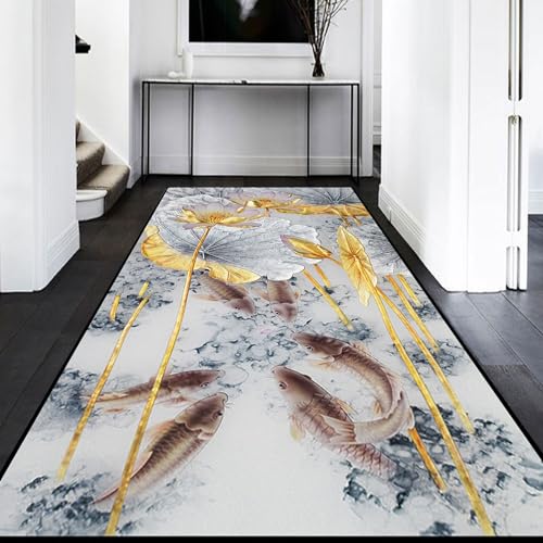 Alfombras cocina antideslizante lavable de 40x370cm gris moderna para pasillo 5