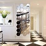 Mirror Wall Stickers Non Glass Mirror Plastic Mirror 3D Hexagon Acrylic Mirror Wall Decor Self Adhesive Tiles (15 PCS)