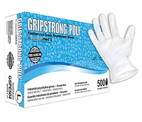 Sempermed GripStrong Poly Foodservice Grade Polyethylene Gloves, Large (500/Box)