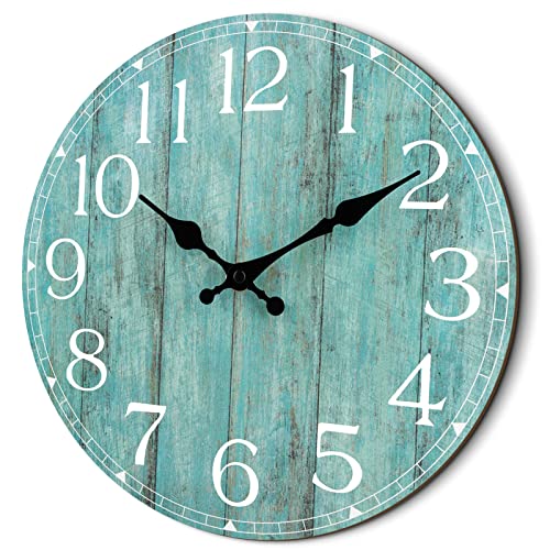 HYLANDA 14 Inch Teal Wall Clock – Silent, Non-Ticking, Battery Operated, Decorative, Unisex