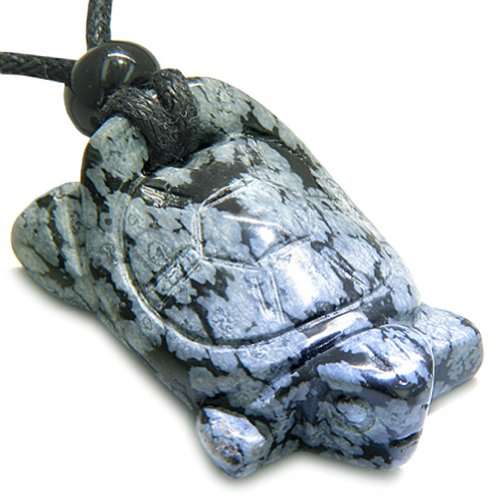BestAmulets Amulet Lucky Charm Turtle Snowflake Obsidian Evil Eye Protection Pendant Necklace