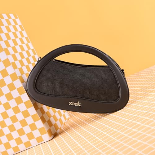 Image of ZOUK Nadia Sling Bag for Women - Stylish Crossbody with Cutout Top Handle | Handcrafted Shoulder Bag with Multiple Pockets & Water-Resistant Lining | Formal & Casual Use |