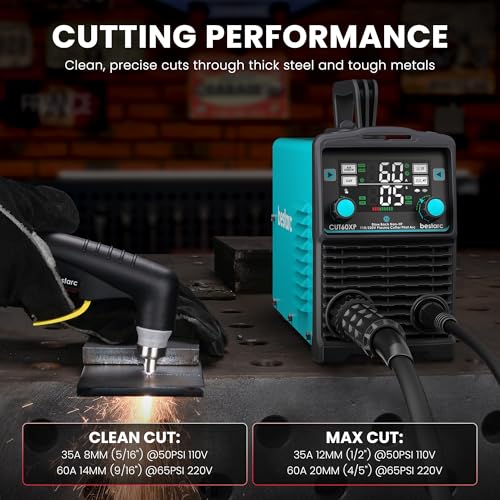 Image of Bestarc Plasma Cutter, [Blow Back Pilot Arc][Large LED][Air Sensor] 60A Non-HF Plasma Cutter Machine 110V /220V Dual Voltage, 5 /8 inch Clean Cut 4 /5 inch Max Cut, Post Flow, 2T /4T for Beginners DIY