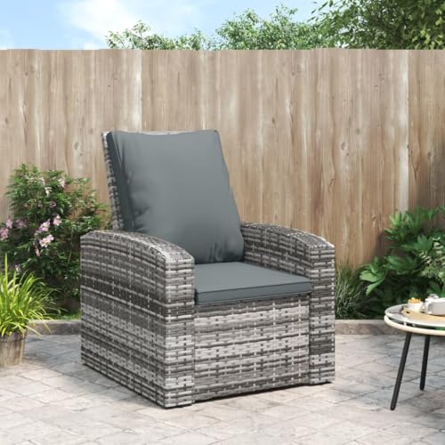 Owoxanthellate Gartensessel Poly Rattan Grau verstellbar mit dicken...