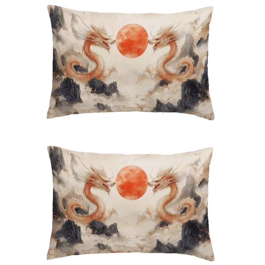 Housse de coussin lin haut de gamme orange brûlée 60x80cm double face Loong