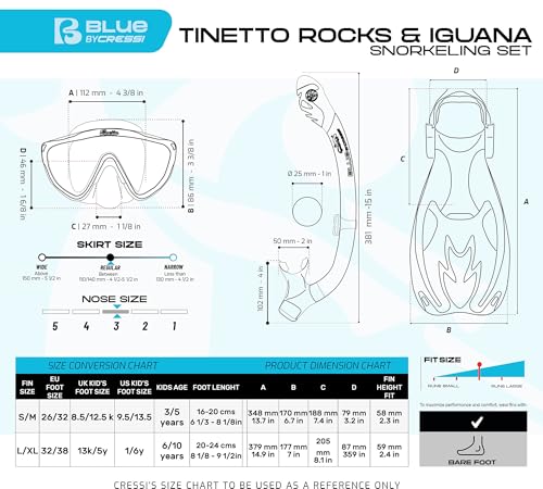 Cressi Tinetto Rocks Dry Set, Aqua Verde/Bianco, S/M - Immagine 3