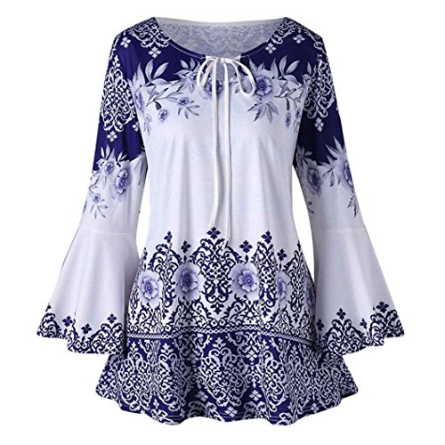 Blusas Mujer, ASHOP Casual Talla Extra Manga Flare Sudaderas Ropa en Oferta Camisetas Manga Larga Tops de Fiesta Abrigos Invierno de Mujer otoño (L, Azul)