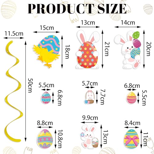 Image of Easter Decorations, Kaluofan Easter Hanging Decorations, Cute Colorful Eggs Chick Carrot E-aster Decorations for Home Office School, Unique Hanging Swirl Decorations