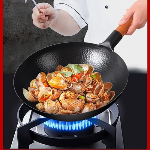 Wok de hierro fundido con tapa de vidrio templado 34 cm miniatura 5