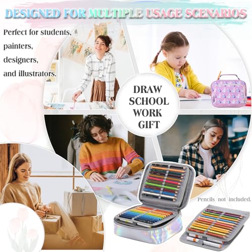 Image of VX VONXURY Large Pencil Case, 54-Slot Colored Pen Pouch 2 Removable Sleeves | Cute Zipper Pencil Bag Organizer, Top Handle, Front Zip Pocket, Durable Fabric for Art Supplies Markers School Travel College