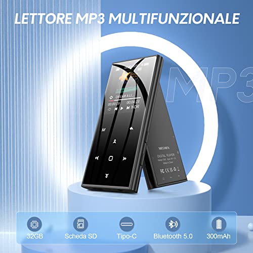 MECHEN 32GB Lettore MP3 Bluetooth 5.0, 1,8'' HIFI