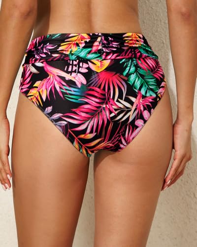 Image of Tempt Me Women Mid Rise Bikini Bottoms Full Coverage Swimsuit Ruched Scrunch Swim Bottom