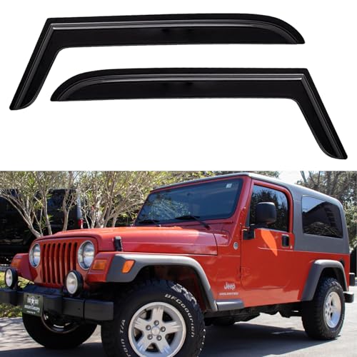 Image of Window Visors Rain Guards Shield for 1997-2006 Jeep Wrangler, Out-Channel Window Vent Wind Deflectors Visors Shades for 97-06 Wrangler TJ, 2PCS