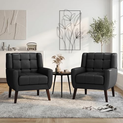 Sillón Clásico Negro de Cuero PU miniatura 1