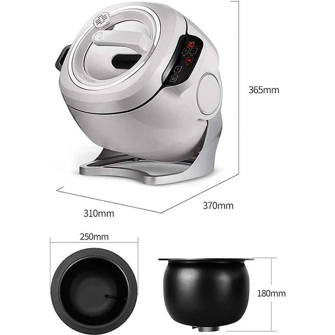 Wok De Cuisson Multifonctionnel, Cuiseur De Machine à Sauter à Tambour, Machine à Frire Automatique, Machine à Riz Frit à Poêle Antiadhésive Rotative à 360 ° Pour Restaurant, Hôtels