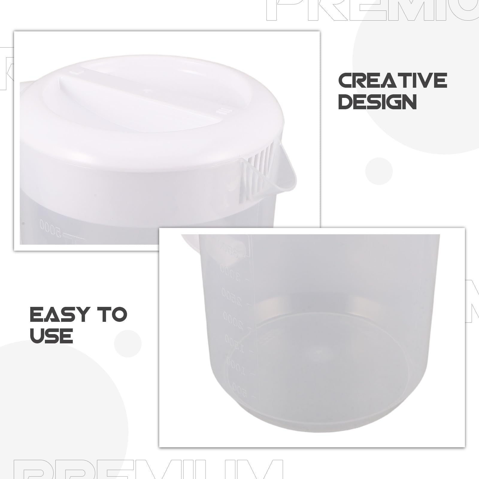 Caraffa Plastica 5l con Coperchio e Scala Graduata per Protezione Freschezza per Acqua Fredda, Latte, Succhi e Tè Uso Famiglia e Outdoor Riutilizzabile