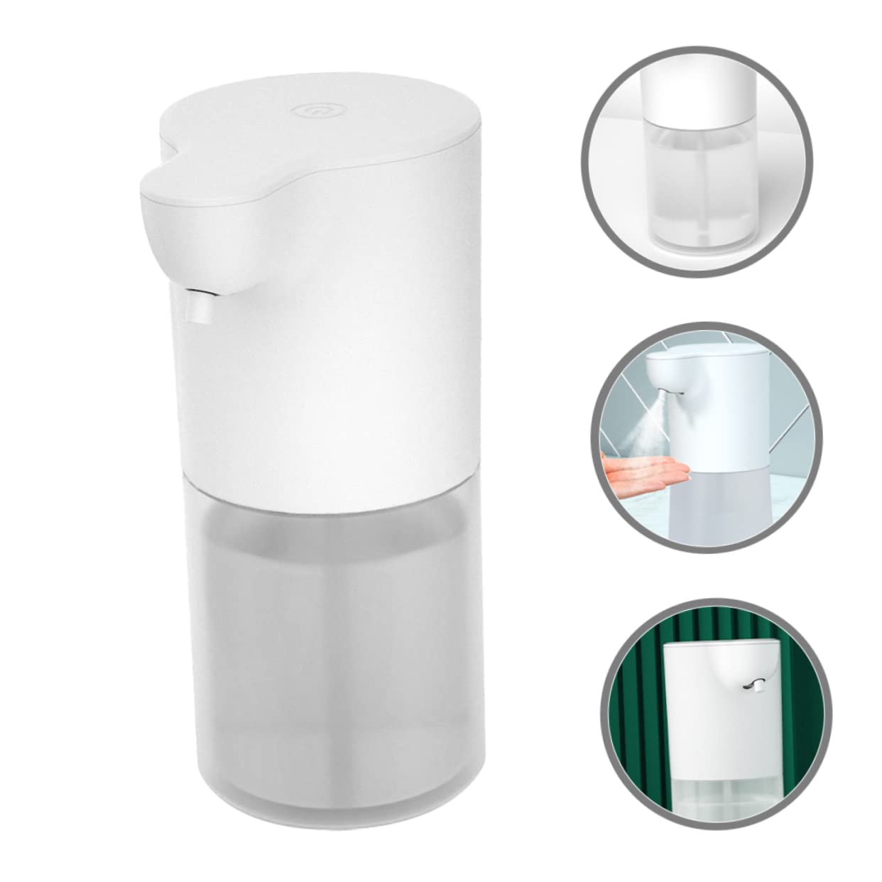 PRETYZOOM Dispenser Automatico Sapone Ricaricabile Usb, 350ml, Erogatore Schiuma in Abs per Lavello Cucina e Bagno, Bianco