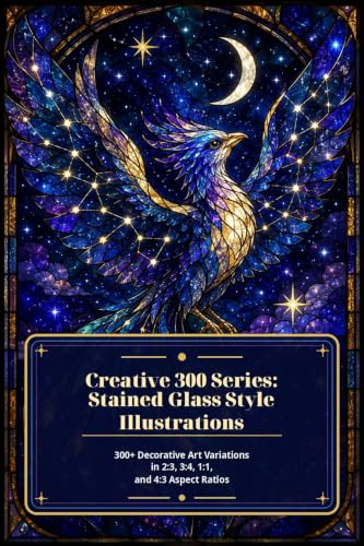 Stained Glass Style Illustrations: 300+ Decorative Art Variations in 2:3, 3:4, 1:1, and 4:3 Aspect Ratios (create 300 series) (English Edition)