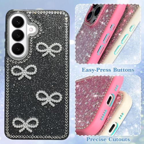 Image of DIZORO for Samsung Galaxy S26 5G case,Cute Bow Tie Aesthetic Phone Case,Trendy Slim Hard IMD Shockproof Protective Bumper Designer Phone Back Cover for Women Girls - Black
