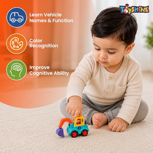 Image of Toyshine Pack of 4 Friction Powered Construction Vehicle Automobile Car Toy Set for Kids 2+Yrs, Multicolor