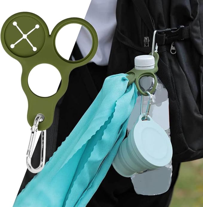 WAGKOVA Silicone Water Bottle Holder Clip Hook with Carabiner | Travel Bottle Hanging Buckle Strap Hook | Portable Outdoor Bag Hanger for Hiking, Camping, School, Office, Sports, Backpack Accessories-image-26