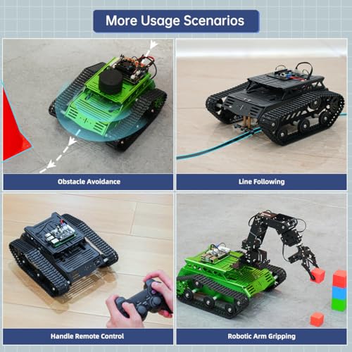 Image of Tank Car Chassis with DC Geared Motor, Shock Absorbing Robot Chassis Full-Metal Robotic Moving Platform Track for Arduino RaspberryPi Microb Jetson DIY Maker Smart Robot Car Learning Kit (Black)