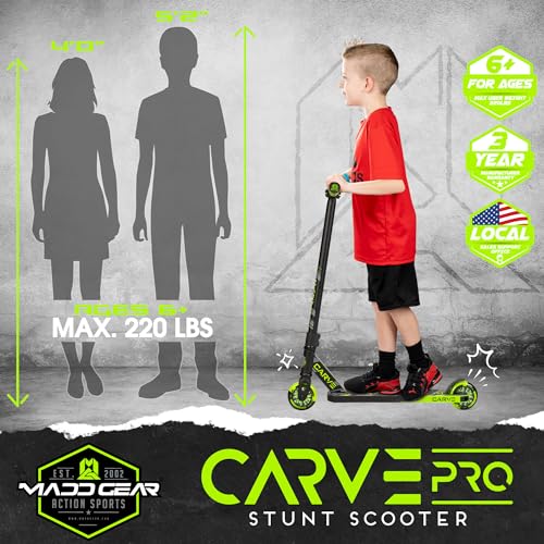 Image of Pro Stunt Trick Scooter for Kids Ages 5-12 - Lightweight Durable Freestyle Kick Scooter for Skatepark and Street - Easy Assembly - Madd Gear MG2