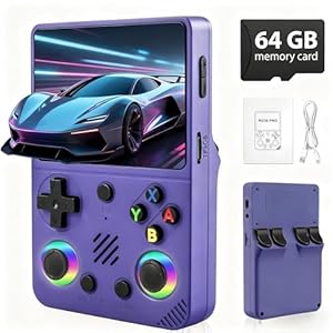 RG36PRO Handheld Game Console – Support 30000+Classic Games, 64G TF Card,Open Source System, 3.5-Inch Screen,3000mAh Battery, Portable Console for Travel, Gift for Adult or Partner-Purple