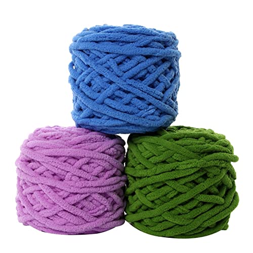 Image of Super Thick Fluffy Jumbo Polyester Baby Blanket Chenille Yarn for Knitting,Crochet&Home Decor Projects,Throw Pillows,Cushions&Blankets. -100 GMS 6Mm Thickness Colour Parrot Green