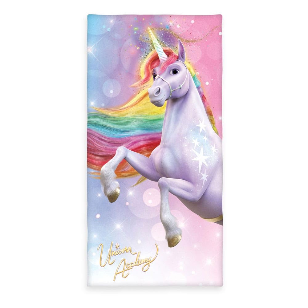 Herding Multicoloured Unicorn Academy Velour Towel, 75 X 150 Cm, 100% Cotton