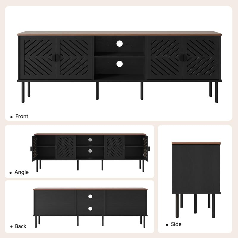 Image of ARTPOWER 70 inch TV Stands, Entertainment Center with Storage, Black
