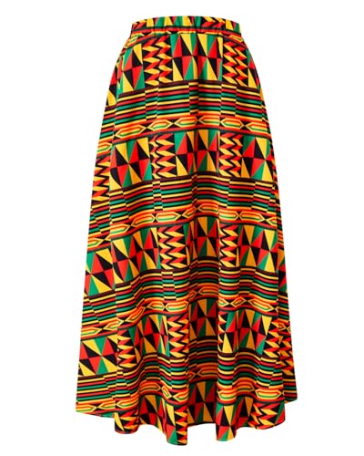 Women African Maxi Skirt Casual Stretch Head Wrap Scarf Drop Dangle Earrings2