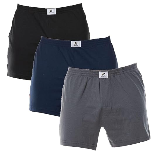 Kit 3 cuecas samba canção 100% algodão com abertura frontal (G (46/48), Preto/Marinho/Chumbo)