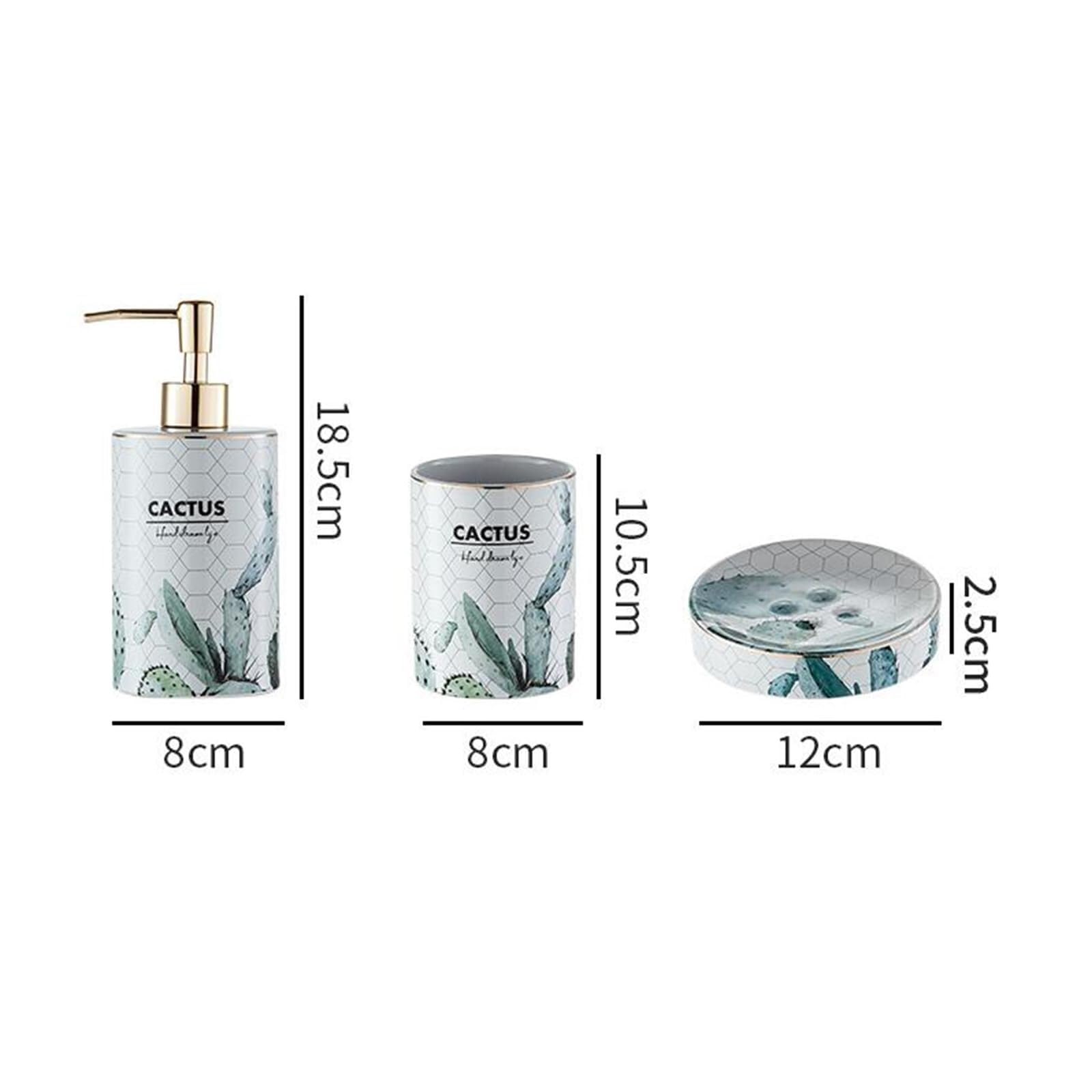 Juego de accesorios de baño, dispensador de jabón de cerámica, 4 piezas, juego de vasos para cepillo de dientes, accesorios de baño con plato para decoración, decoración victoriana Badrum (Wei)