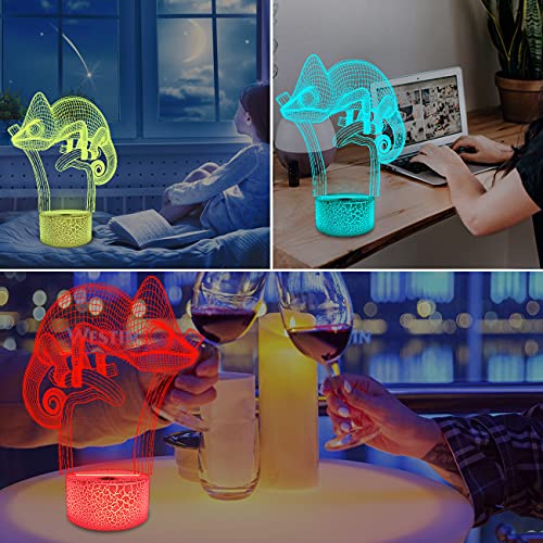 Image of FULLOSUN Chameleon 3D Night Light Lizard Projection LED Lamp Baby Nursery Nightlight for Kids' Room Home Decor Xmas Birthday Gifts with Remote Control 16 Color Changing