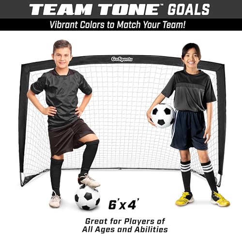 Image of GoSports Portable Soccer Goals for Kids - 13 Color Options - Choose 4 x 3 ft or 6 x 4 ft - Team Tone Pop Up Nets for Backyard