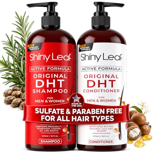 DHT Blocker Shampoo and Conditioner - For Women And Men Made In USA Anti-Hair Loss Treatment With Biotin Castor Oil Rosemary Oil and Procapil For Thinning Hair And Hair Loss