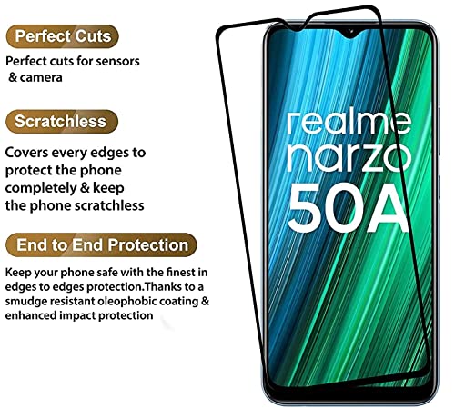 Image of Tempered Glass Anti-Scratch Screen Protector Compatible for Realme Narzo 50A Prime with 9h hardness Edge to Edge Coverage and Easy Installation Kit