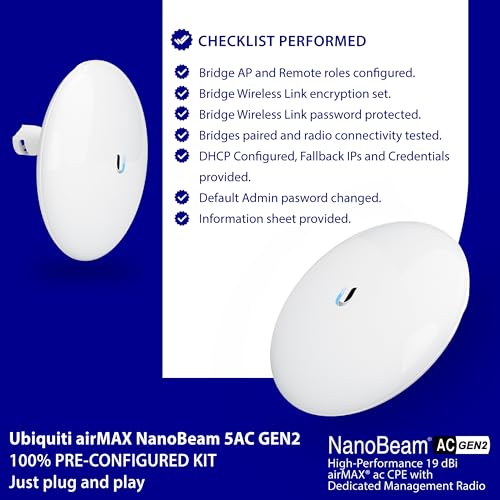 Image of Wireless Bridge NBE-5AC-GEN2 PRE-CONFIGURED Bundle of 2 Outdoor Point-to-Point Wi-Fi Bridge, Plug and Play, 450+ Mbps Speed, 15+ km Range