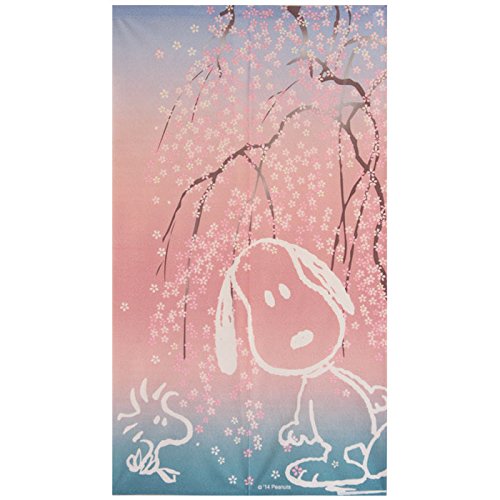 Amazon｜のれん スヌーピー柄 しだれ桜 85×150cm｜のれん オンライン通販