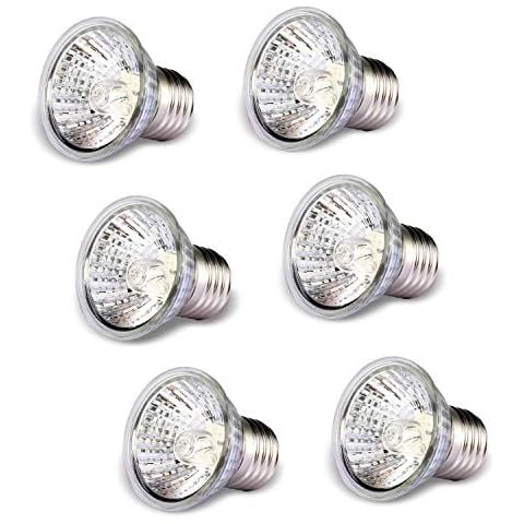 WUHOSTAM 75W Sun Basking Lamp Full Spectrum Sunbathe Reptile Heat Lamp Growing Bulbs for Turtles Lizards 6 Pack Cover